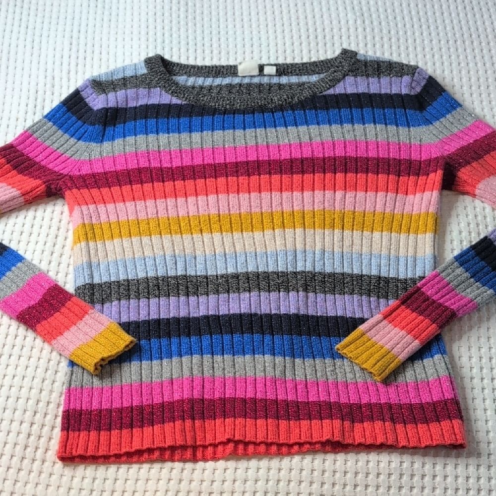 GAP Multicolor Striped Crew Neck Sweater Wool Blend - Picture 10 of 10